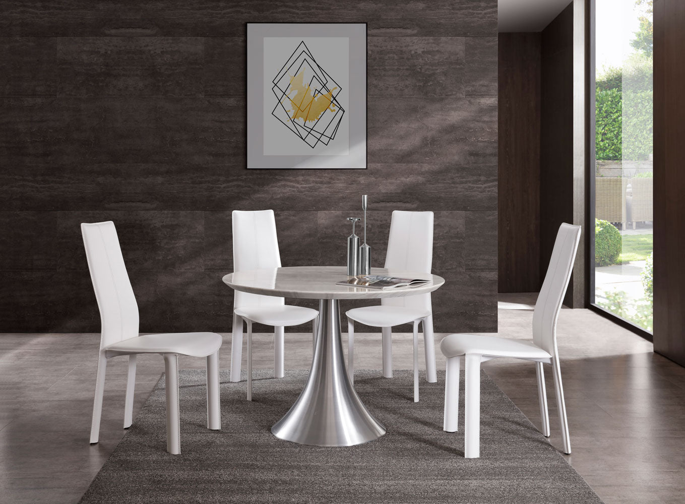 Whiteline Modern Living-Flow Round Dining Table-Dining Tables-MODTEMPO
