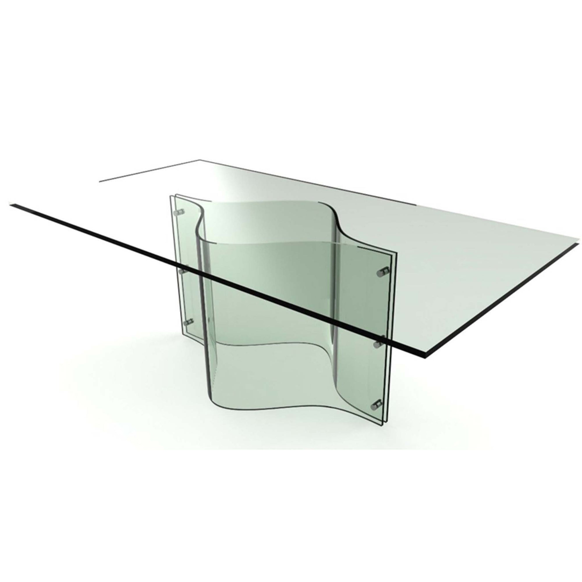 Bellini-Onda Bent Glass Rectangular Dining Table-Dining Tables-MODTEMPO